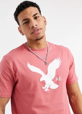 Розовая футболка с логотипом в виде орла спереди American Eagle-Розовый цвет