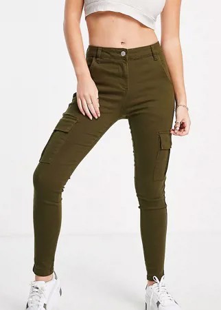 Зауженные джинсы цвета хаки Parisian Petite-Зеленый цвет