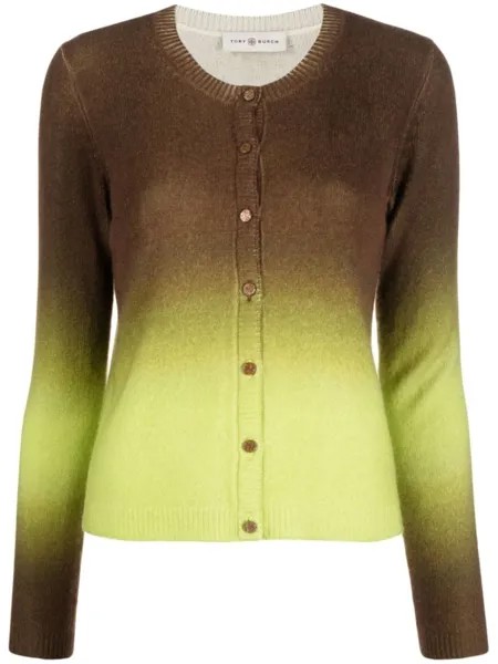 Tory Burch кашемировый кардиган с эффектом градиента, коричневый
