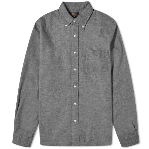 Рубашка Beams Plus Button Down Solid Flannel, серый