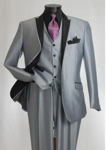 Серебряные костюмы для жениха 2015, Самые продаваемые мужские утренние костюмы, смокинг для жениха (пиджак + брюки + жилет + галстук)