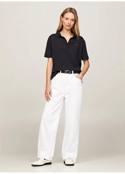 Темно-синяя женская футболка-поло RLX OPEN PLAACKET LYOCELL POLO SS Tommy Hilfiger, темно-синий