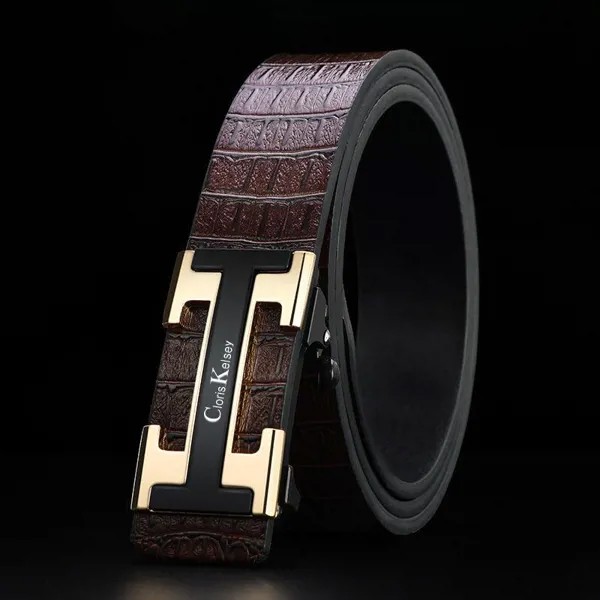 Мужской новый модный ремень из натуральной кожи высококачественный сплав Comfort Click Belt Crocodile Pattern Прочный и долговечный пояс для брюк