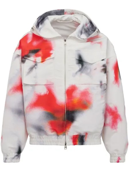 Alexander McQueen ветровка Obscured Flower с капюшоном, нейтральный цвет