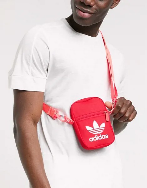 Красная фестивальная сумка с логотипом adidas-Красный