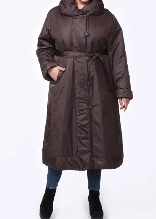 Утепленное пальто женское Loft Box 3184 коричневое 60