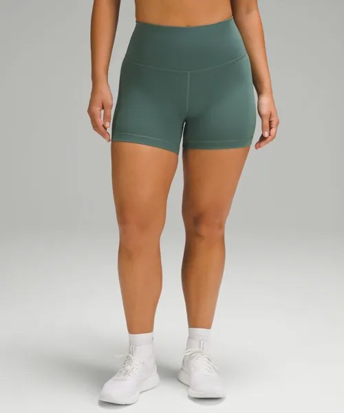 Шорты с высокой посадкой Wunder Train Contour Fit Lululemon, зеленый