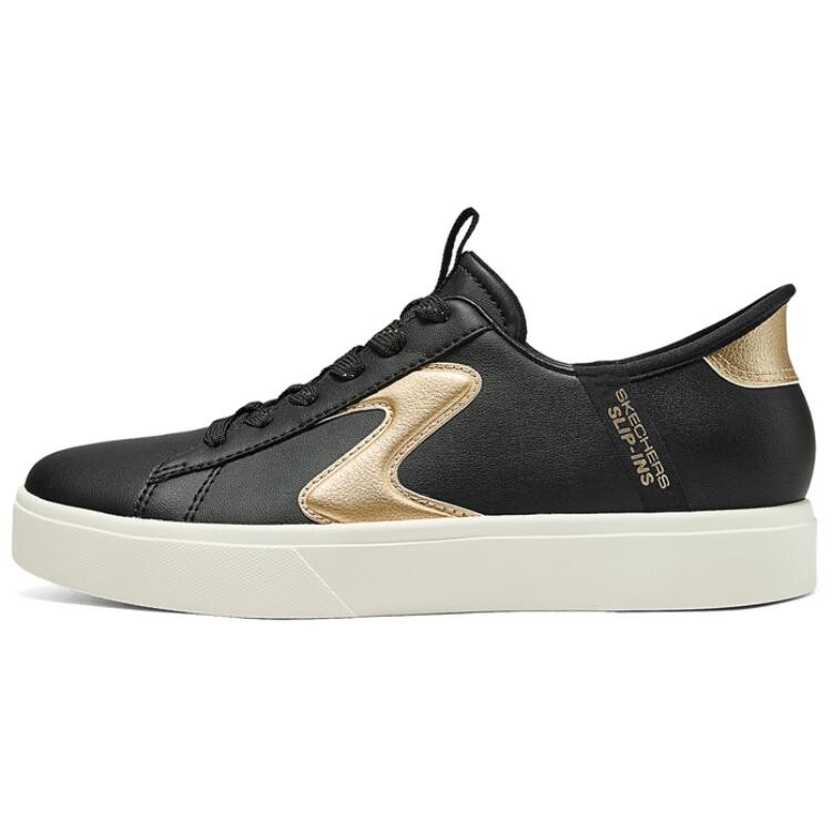 Кроссовки Skechers Court Classics Skateboarding Shoes Women's Low-top Black/Gold, черный/золотой