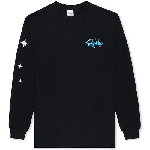 Лонгслив RIPNDIP, прямой силуэт, воротник отсутствует, однотонный, размер XL, черный