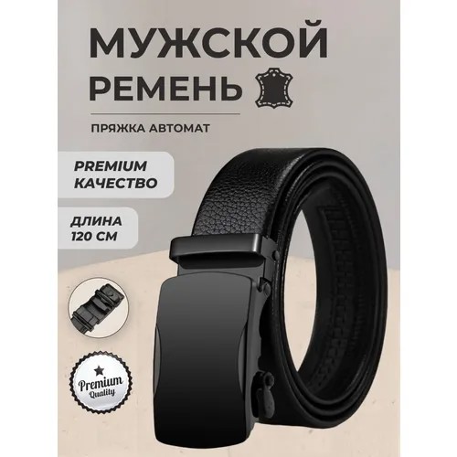 Ремень Progress, экокожа, металл, для мужчин, размер one size, длина 120 см., черный