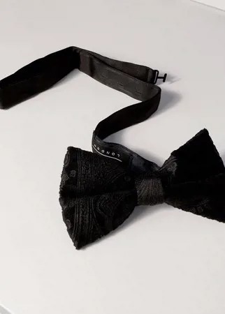 Черный галстук-бабочка с принтом пейсли Moss London