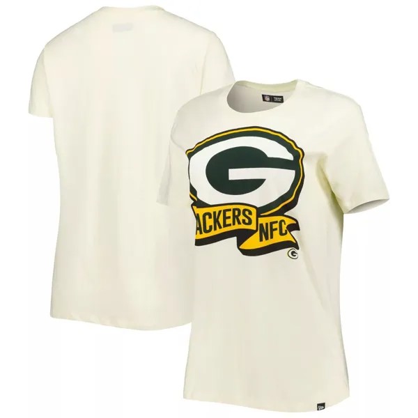 Женская кремовая футболка New Era Green Bay Packers с хромированной боковой линией New Era