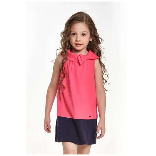 Платье Mini Maxi, хлопок, трикотаж, однотонное, размер 104, коралловый