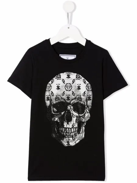 Philipp Plein Junior футболка с принтом Skull