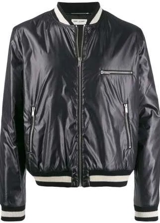 Saint Laurent куртка-бомбер с контрастной отделкой