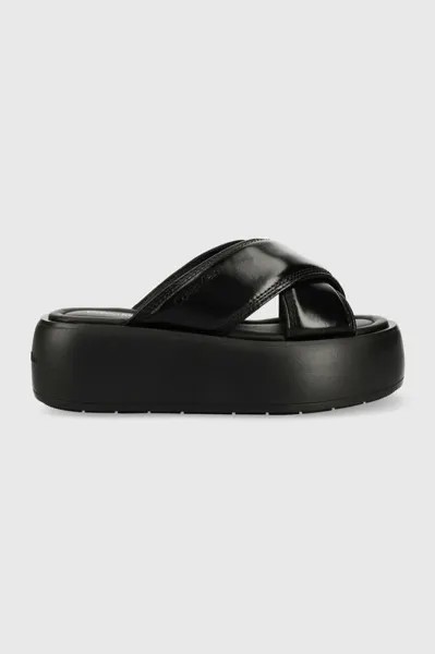 Кожаные тапочки BUBBLE SLIDE - PAT Calvin Klein, черный