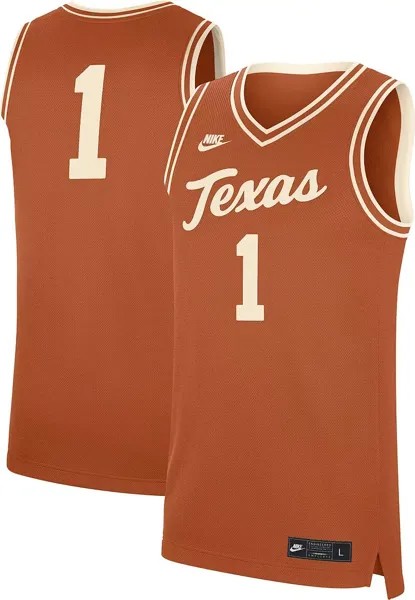 Мужская баскетбольная майка Nike Texas Longhorns #1 кремового цвета Dri-FIT Replica