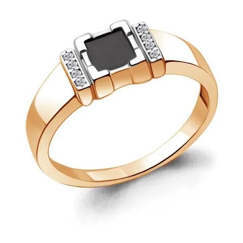 Кольцо AQUAMARINE золото, 585 проба, фианит, размер 21.5