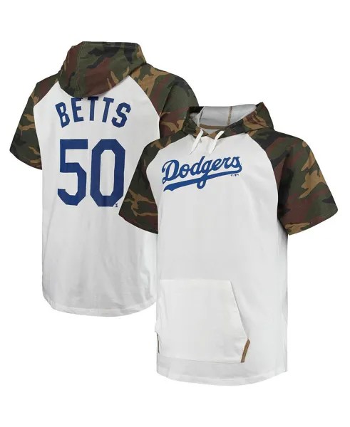 Мужская футболка Mookie Betts бело-камуфляжная с капюшоном Los Angeles Dodgers Player Big and Tall реглан Profile