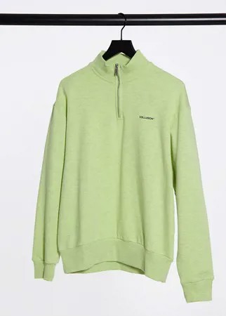 Свитшот в стиле oversized с воротником-трубой неоново-желтого цвета COLLUSION Unisex-Желтый