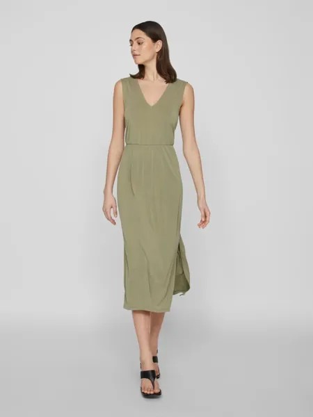 Длинное платье Vila Elegantes Sommer V Ausschnitt, зеленый
