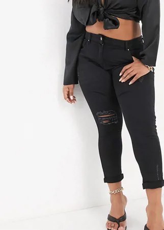 Черные рваные джинсы в винтажном стиле Yours-Черный цвет