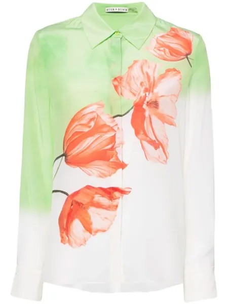 Alice + olivia рубашка Brady с цветочным принтом, зеленый