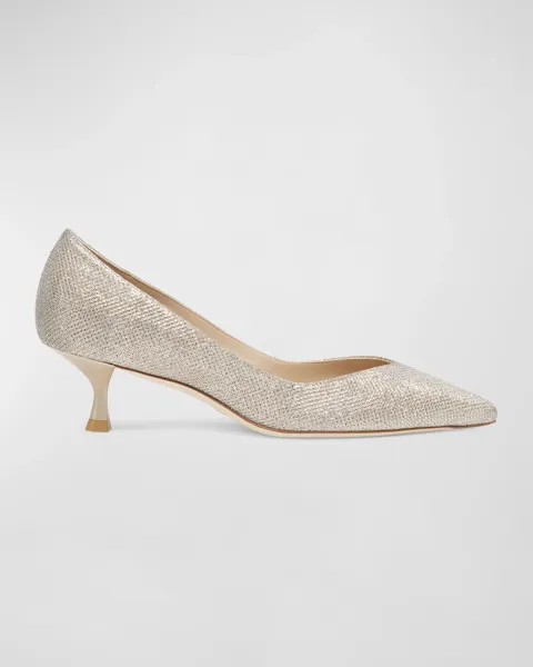 Туфли на каблуке Eva с эффектом металлик Stuart Weitzman, цвет Poudre
