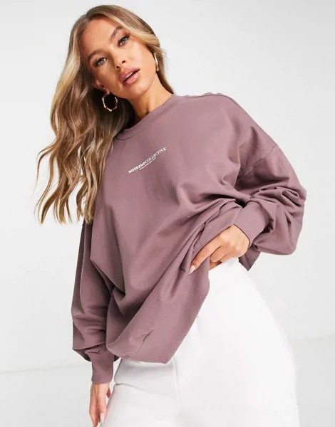 Коричневый свитшот с большим логотипом на спине ASOS Weekend Collective-Коричневый цвет