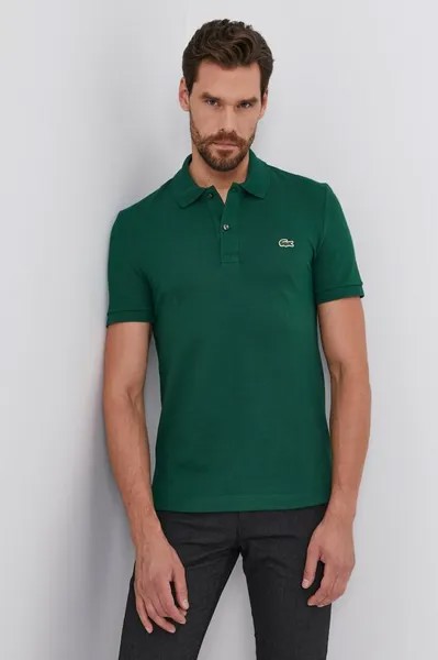 Хлопковая рубашка-поло Lacoste, зеленый