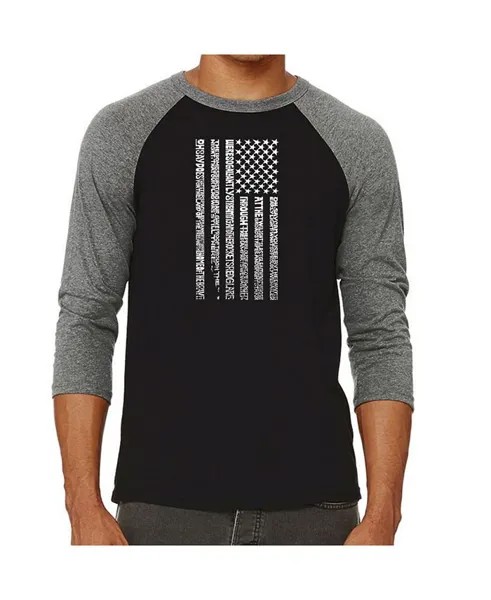Мужская футболка с надписью реглан и флагом государственного гимна LA Pop Art, серый