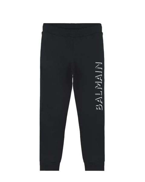 Черные спортивные брюки с вышитым логотипом Balmain детские