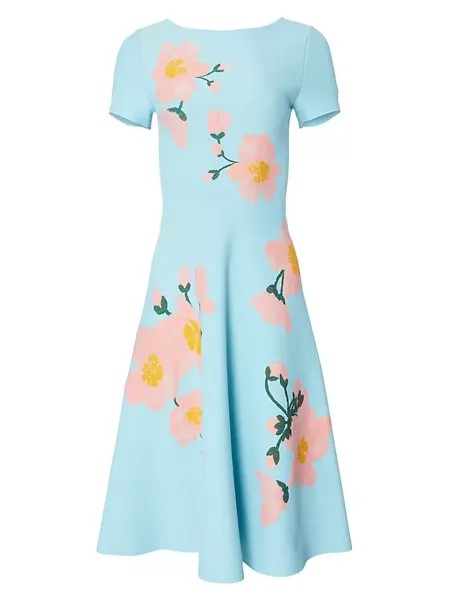 Расклешенное платье-миди с цветочным принтом Carolina Herrera, мультиколор