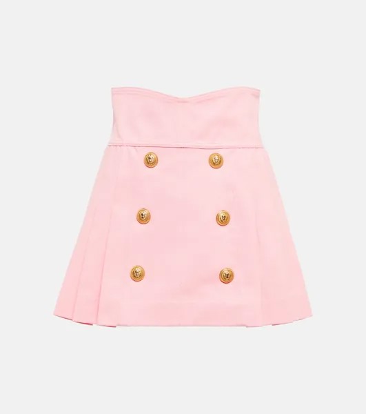 Хлопковая мини-юбка BALMAIN, розовый