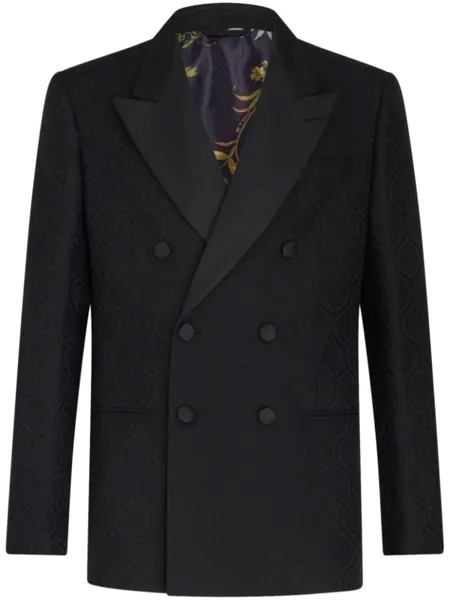 ETRO жаккардовый двубортный пиджак, черный
