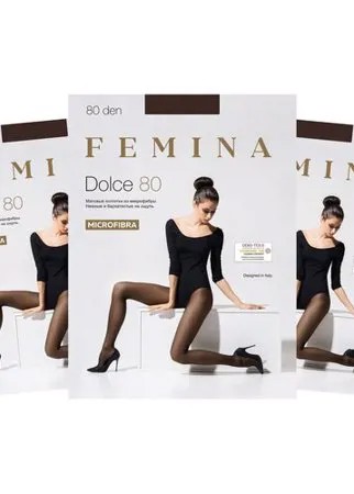 Женские матовые колготки Femina, Dolce 80 den из микрофибры,набор 3 шт., коричневый, размер 4
