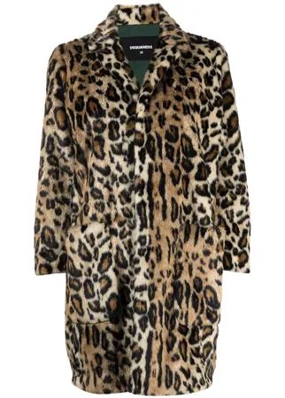 Dsquared2 однобортное пальто с леопардовым принтом
