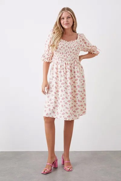 Розовое мини-платье с лифом и присборенным лифом Curve Dorothy Perkins, розовый