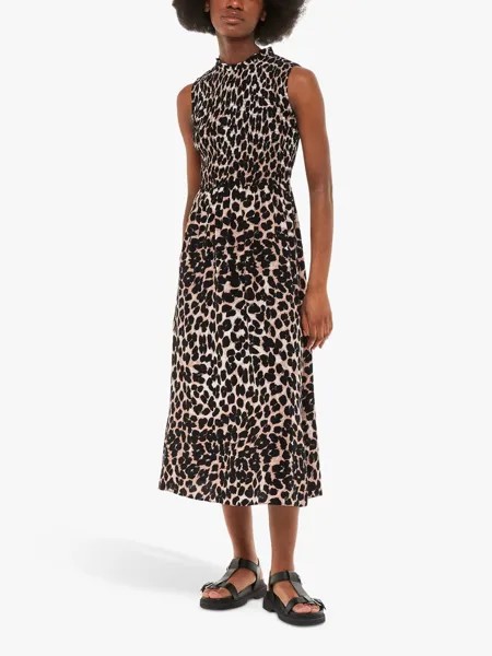 Платье миди с леопардовым принтом Whistles Heidi, коричневый/мульти