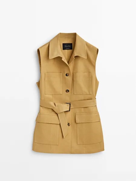 Жилет женский Massimo Dutti 600653371 коричневый XS (доставка из-за рубежа)