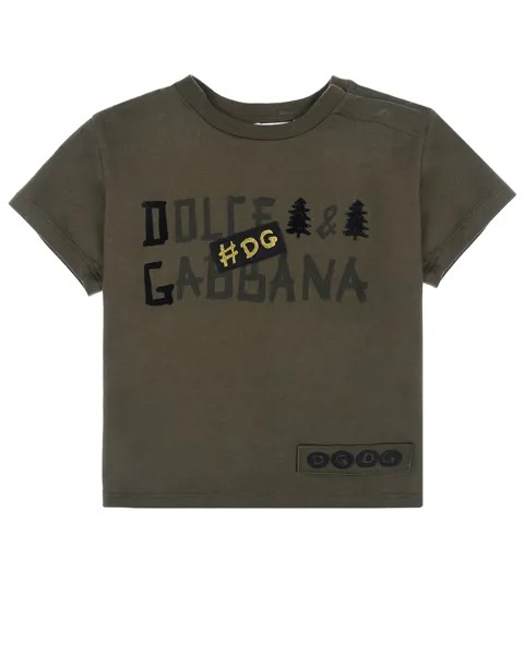 Серая футболка с логотипом Dolce&Gabbana детская
