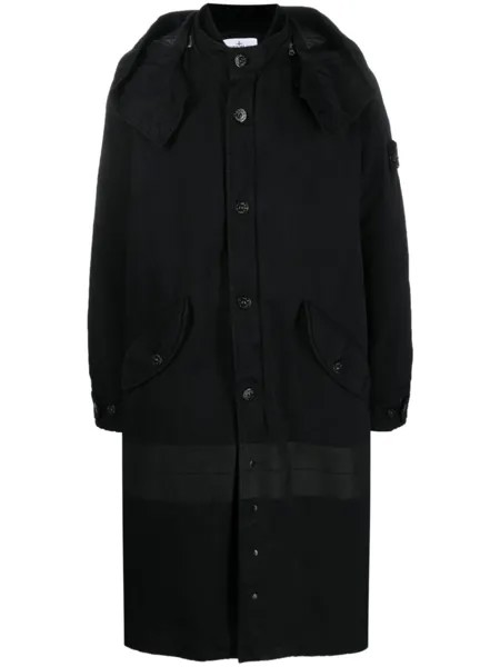 Stone Island плащ с логотипом, черный