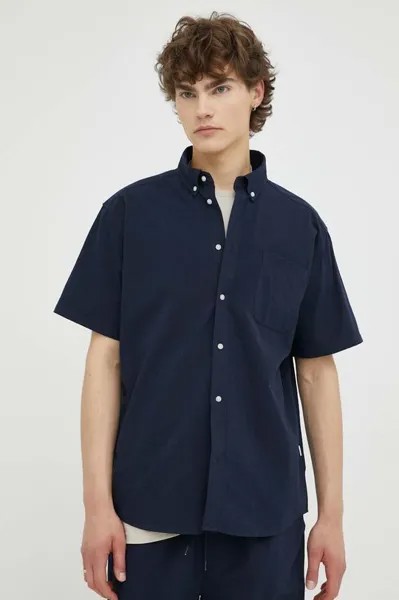Рубашка Louis из хлопка с ширсакером Les Deux, темно-синий