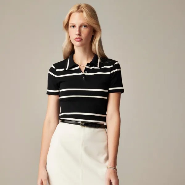 Укороченная рубашка-поло Perfect-Fit в полоску J.Crew, черный