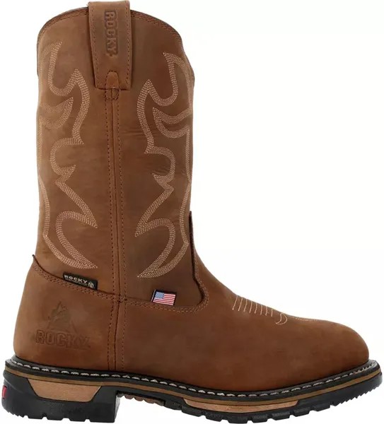 Мужские оригинальные водонепроницаемые ботинки в стиле вестерн Rocky Ride USA со стальным носком, коричневый