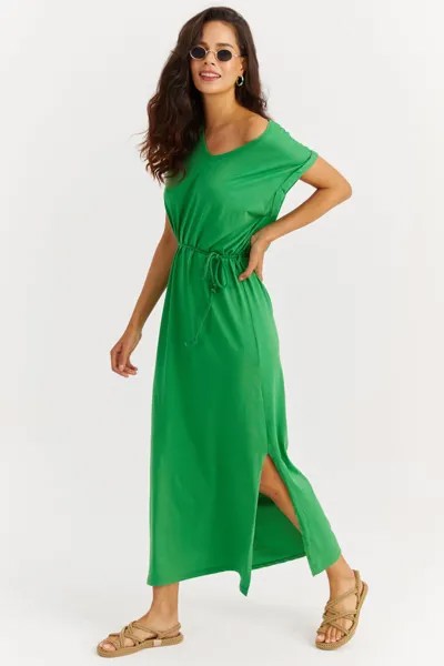 Женское зеленое платье макси с разрезом по бокам DY2213-5 Cool & Sexy, зеленый