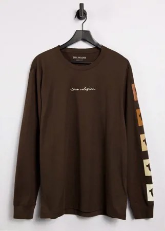 Лонгслив с логотипом True Religion-Коричневый цвет