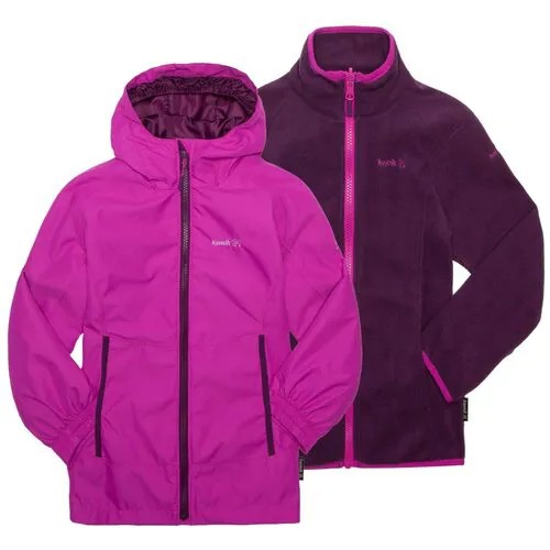 Куртка Kamik для девочек, капюшон, карманы, светоотражающие элементы, размер 164(14), мультиколор
