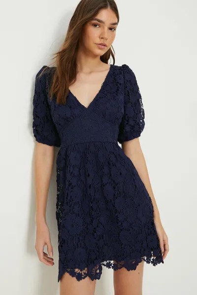 Кружевное мини-платье Dorothy Perkins, темно-синий