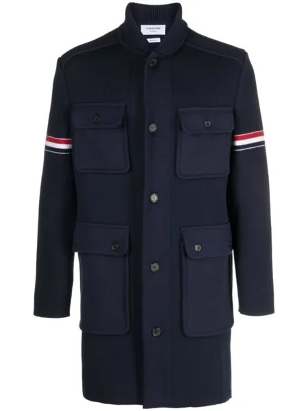 Пальто в рубчик с полосками RWB Thom Browne, синий
